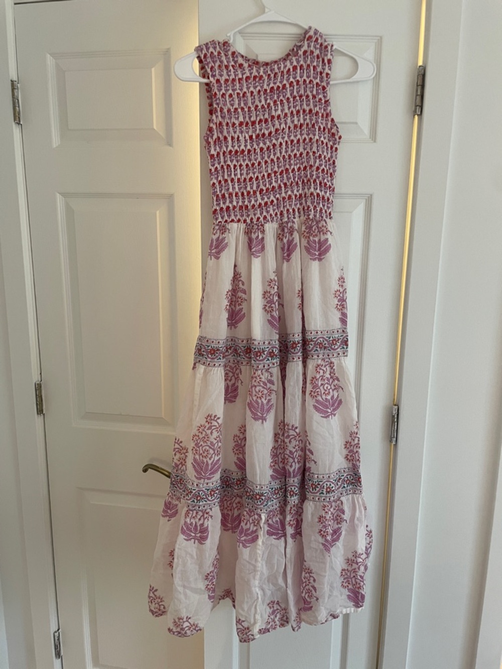 OLIPHANT block print midi bloom dress XXS